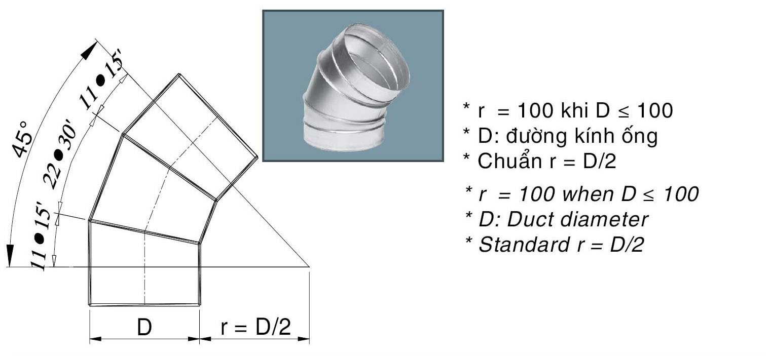 cút 45 độ ống gió tròn