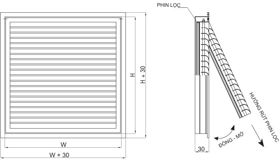 Miệng gió lá sách trong nhà khung rời MHS-D