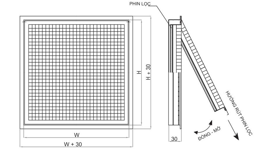 Bảng vẽ miệng gió sọt trứng cánh thẳng khung rời Bảng vẽ miệng gió sọt trứng cánh thẳng khung rời